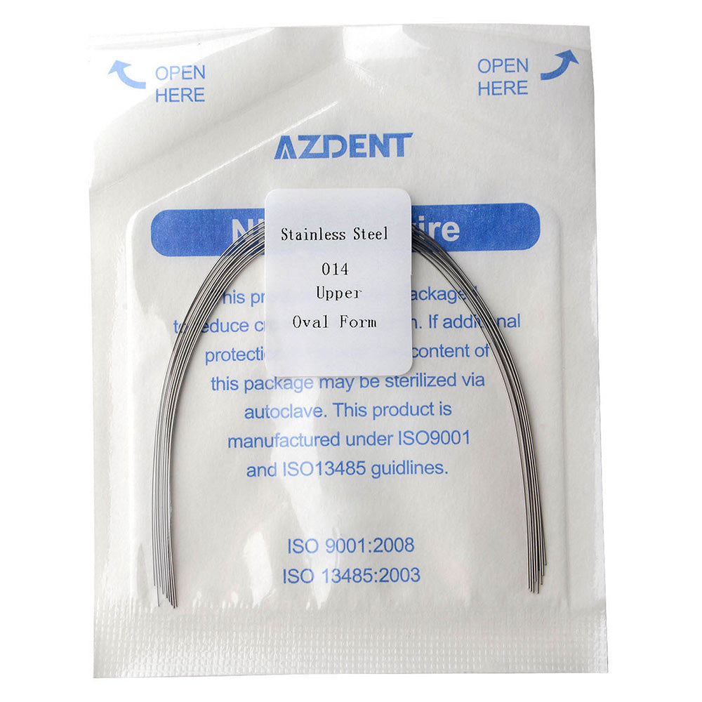AZDENT Archwire Stainless Steel Round Oval 0.014 Upper 10 pcs/Pack - azdentall.com