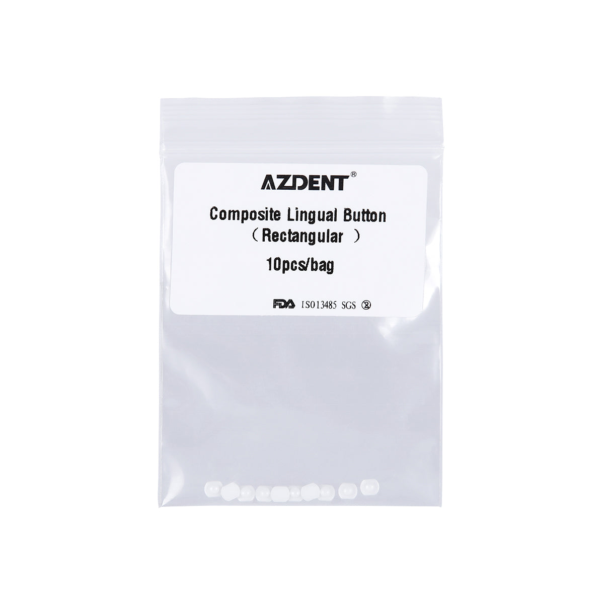 AZDENT Dental Lingual Button Bondable Composite Ceramic Round/Rectangular Base, 10pcs/Bag - azdentall.com