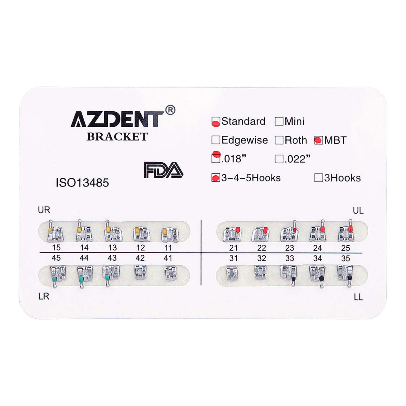 AZDENT Orthodontics Standard Metal Brackets Full Size. 20pcs/Pack - azdentall.com