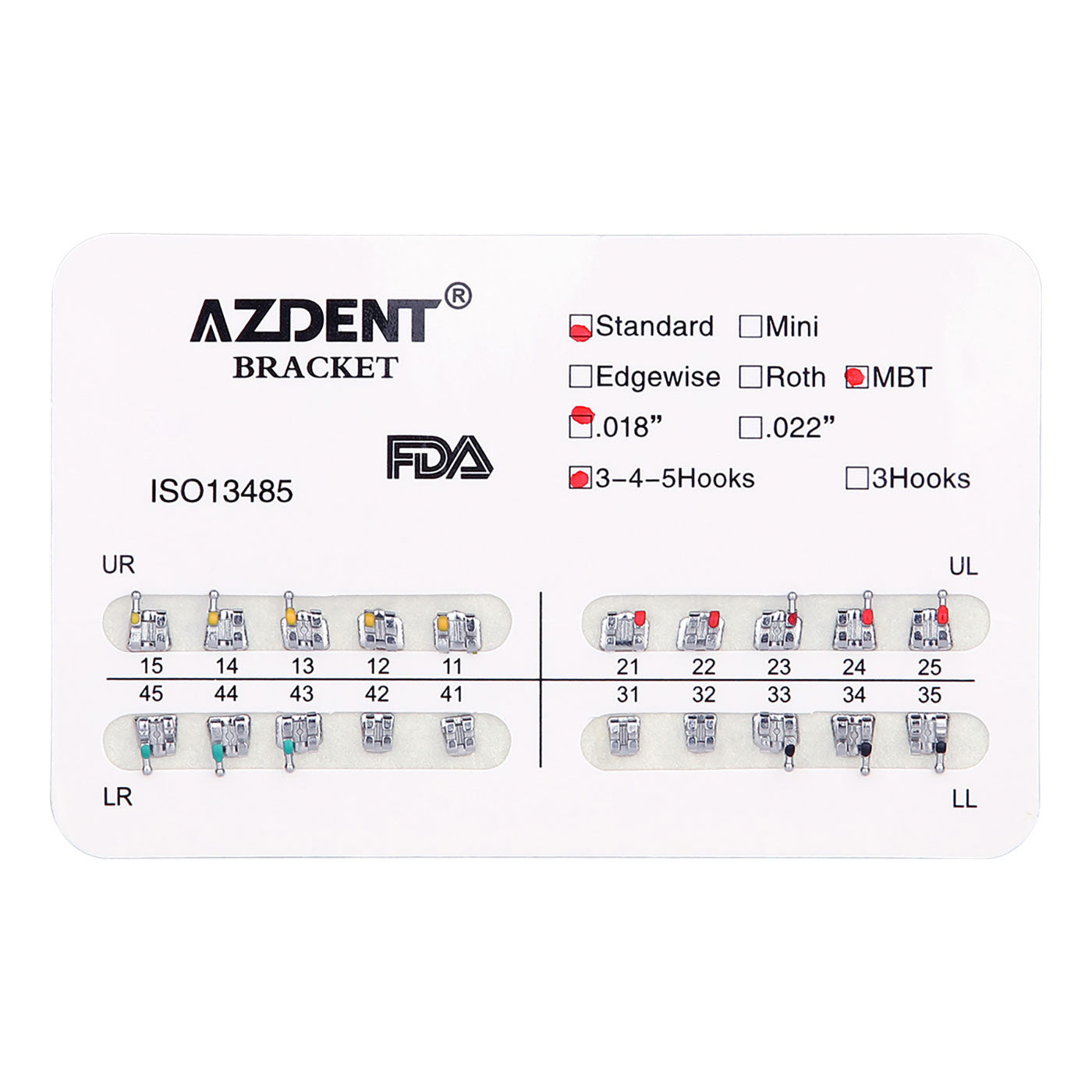 AZDENT Orthodontics Standard Metal Brackets Full Size. 20pcs/Pack - azdentall.com