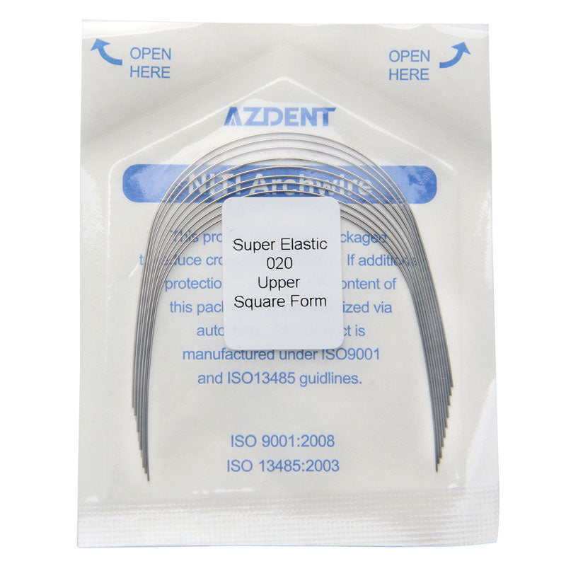 AZDENT Dental Orthodontic Archwires NiTi Super Elastic Square Round Full Size 10pcs/Pack - azdentall.com