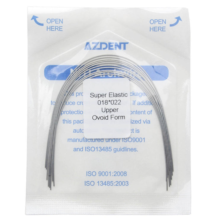AZDENT Dental Orthodontic Archwires Niti Super Elastic Ovoid Rectangular 0.018 x 0.022 Upper 10pcs/Pack - azdentall.com