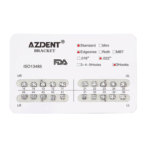 AZDENT Orthodontics Standard Metal Brackets Full Size. 20pcs/Pack - azdentall.com