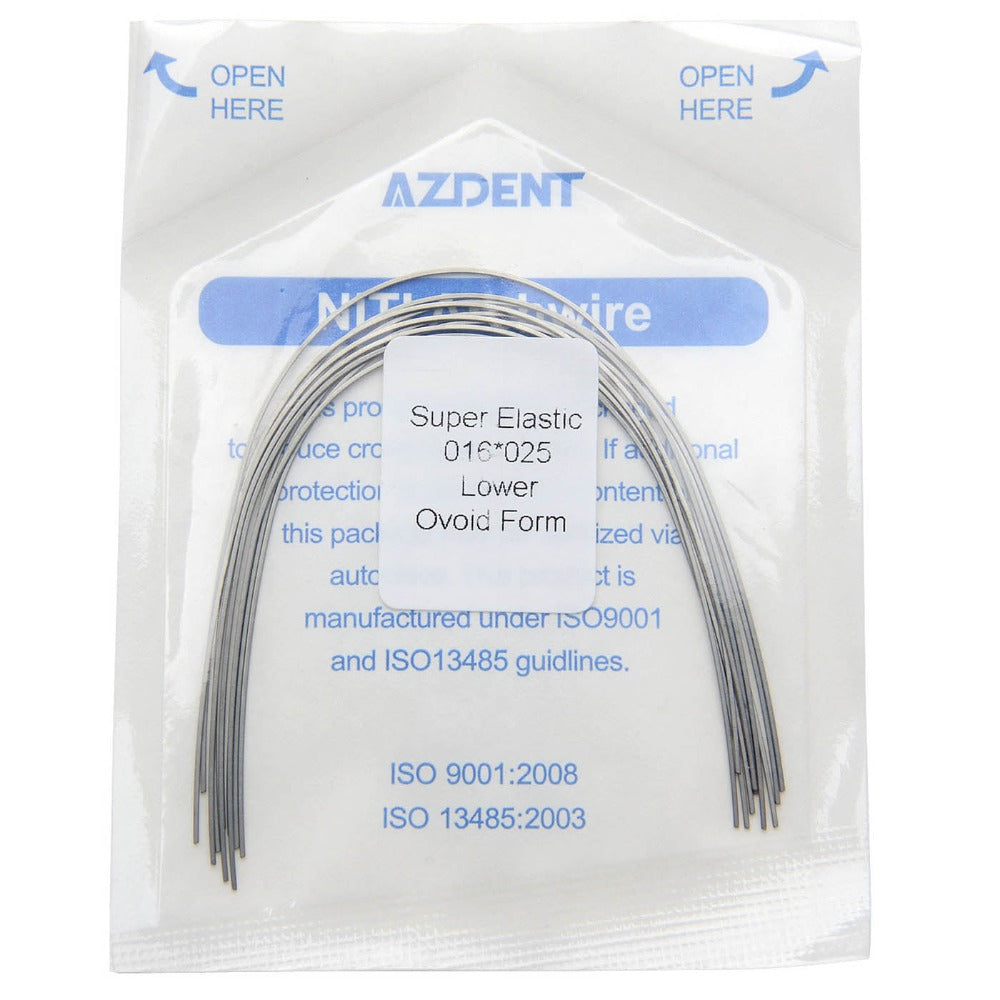 AZDENT Dental Orthodontic Archwires Niti Super Elastic Ovoid Rectangular Full Size 10pcs/Pack - azdentall.com