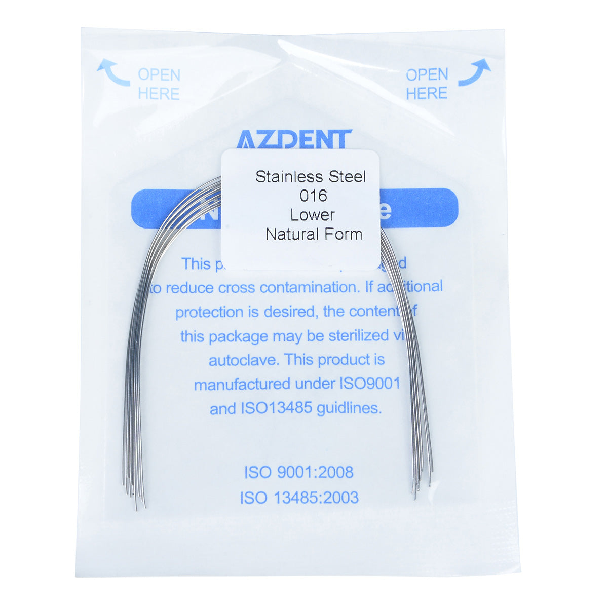 AZDENT Archwire Stainless Steel Round Natural 0.016 Lower 10pcs/Pack - azdentall.com