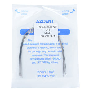 AZDENT Archwire Stainless Steel Round Natural 0.016 Lower 10pcs/Pack - azdentall.com