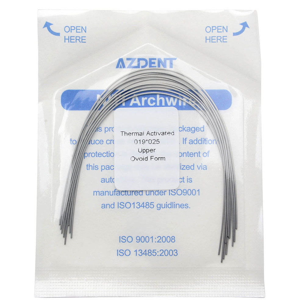 AZDENT Thermal Active NiTi Archwire Ovoid Form Rectangular 0.019 x 0.025 Upper 10pcs/Pack - azdentall.com
