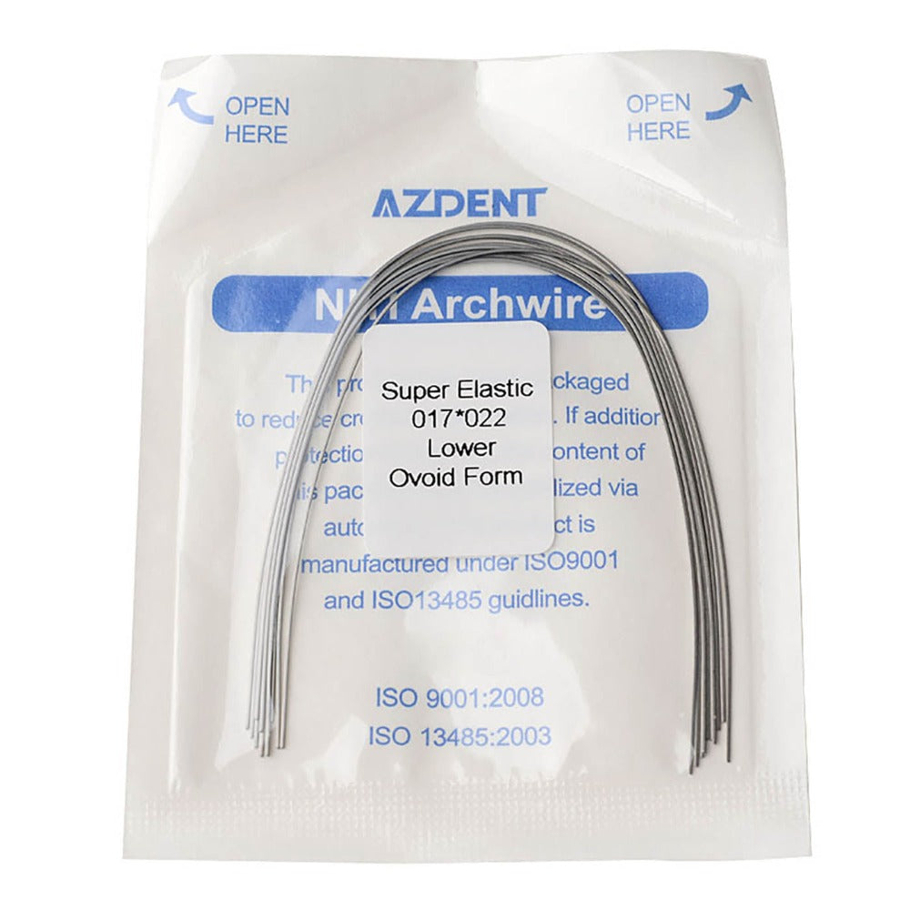 AZDENT Dental Orthodontic Archwires Niti Super Elastic Ovoid Rectangular Full Size 10pcs/Pack - azdentall.com