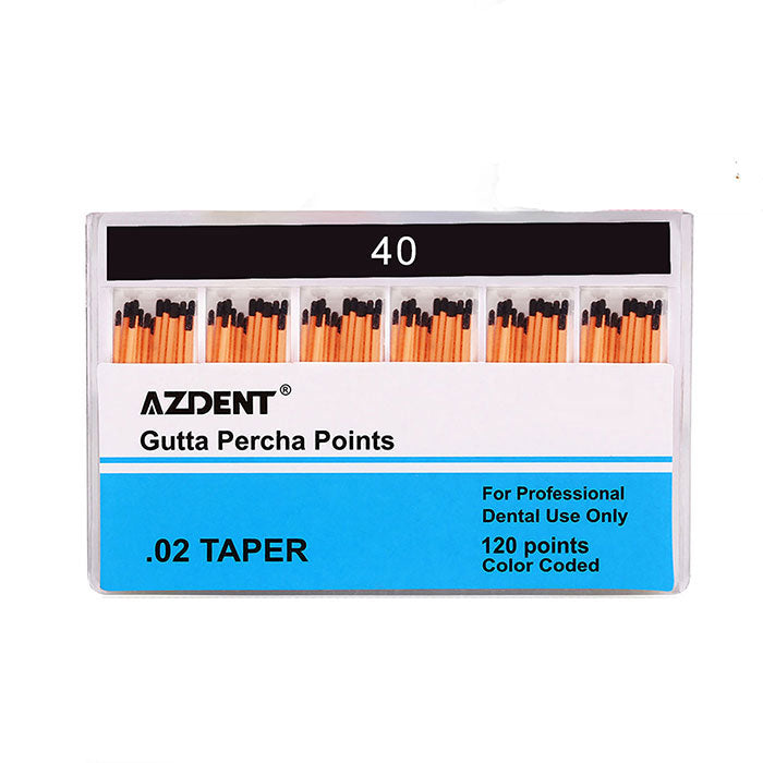 AZDENT Gutta Percha Points #40 Taper Size 0.02 Color Coded 120/Box - azdentall.com