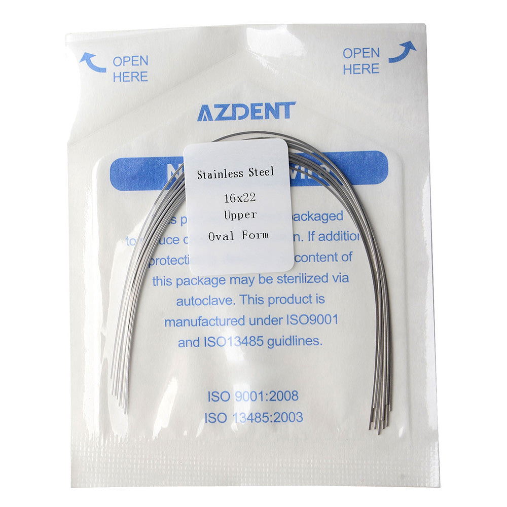 AZDENT Archwire Stainless Steel Rectangular Oval 0.016 x 0.022 Upper 10pcs/Pack - azdentall.com