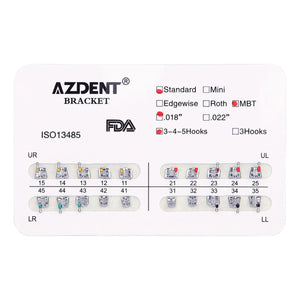 AZDENT Dental Metal Brackets Standard MBT Slot .018 345Hooks 20pcs/Pack - azdentall.com