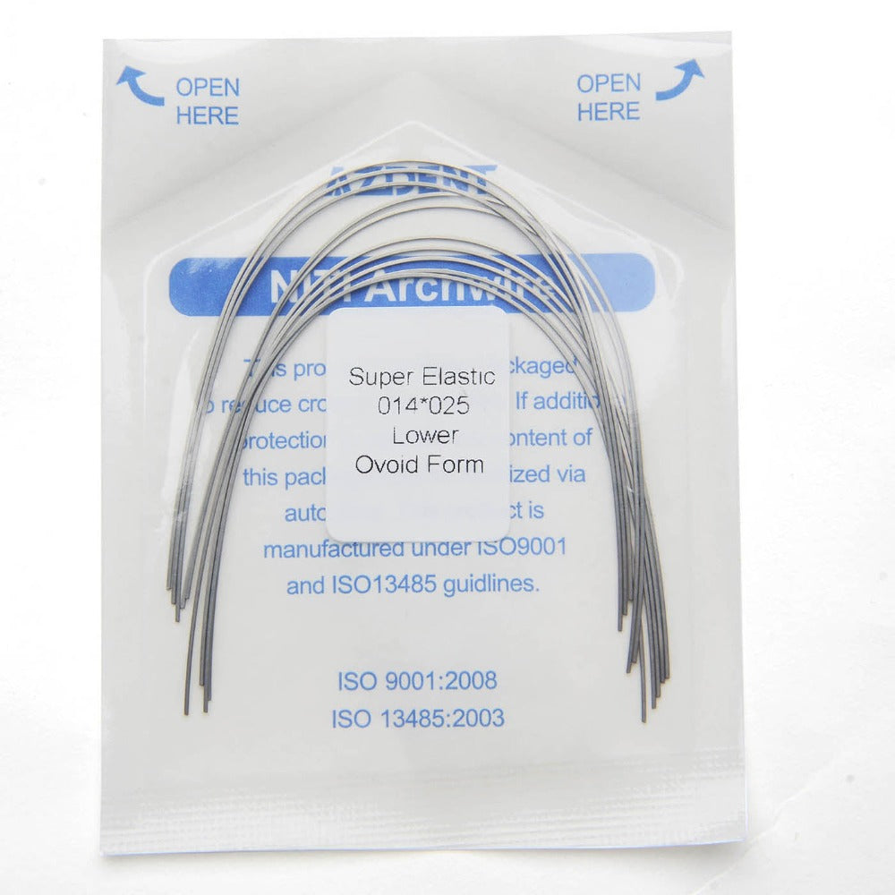 AZDENT Dental Orthodontic Archwire Niti Super Elastic Ovoid Form Rectangular 0.014 x 0.025 Lower 10pcs/Pack - azdentall.com