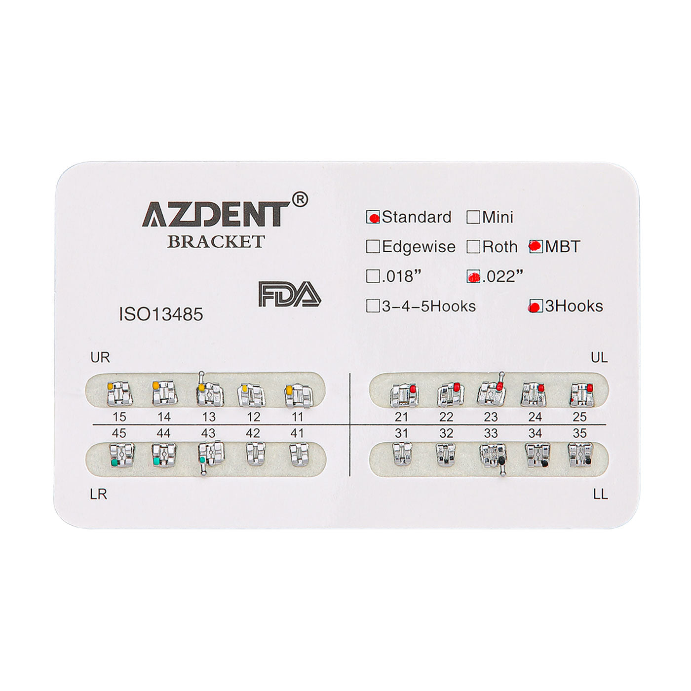 AZDENT Orthodontics Standard Metal Brackets Full Size. 20pcs/Pack - azdentall.com