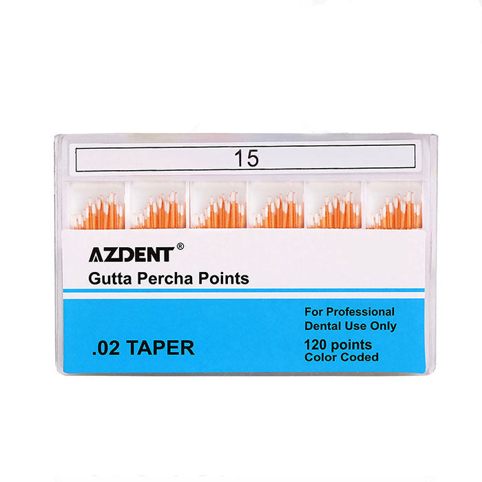 AZDENT Gutta Percha Points #15 Taper Size 0.02 Color Coded 120/Box - azdentall.com