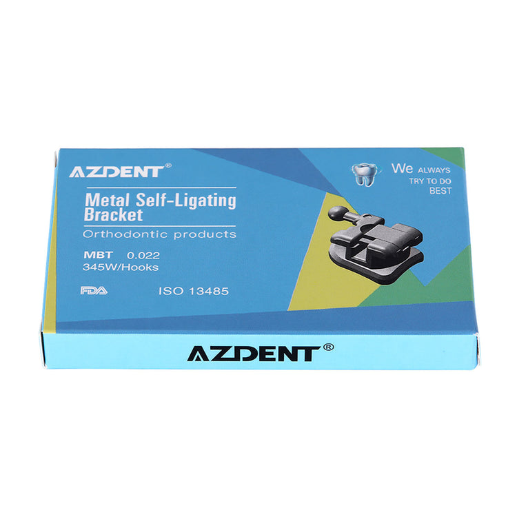 AZDENT Dental Metal Self Ligating Mini Bracket Roth/MBT .022 Hooks 345 With 4 Buccal Tube 20+4/Box - azdentall.com