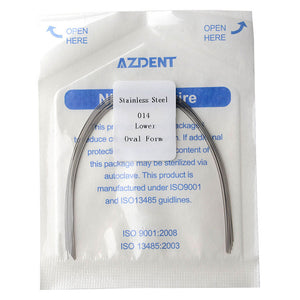 AZDENT Archwire Stainless Steel Round Oval 0.014 Lower 10 pcs/Pack - azdentall.com
