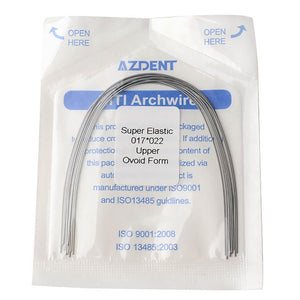 AZDENT Dental Orthodontic Archwire Niti Super Elastic Ovoid Form Rectangular 0.017 x 0.022 Upper 10pcs/Pack - azdentall.com