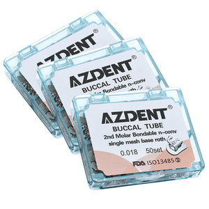 AZDENT Dental Orthodontic Buccal Tube 2nd Molar Bondable Split Non-Convertible Roth 0.018 50Sets/Box - azdentall.com