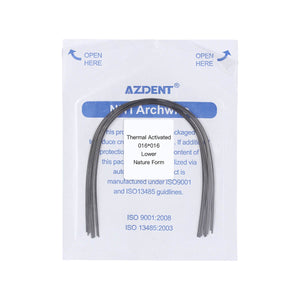 AZDENT Thermal Active NiTi Archwire Natural Form Rectangular 0.016 x 0.016 Lower 10pcs/Pack - azdentall.com