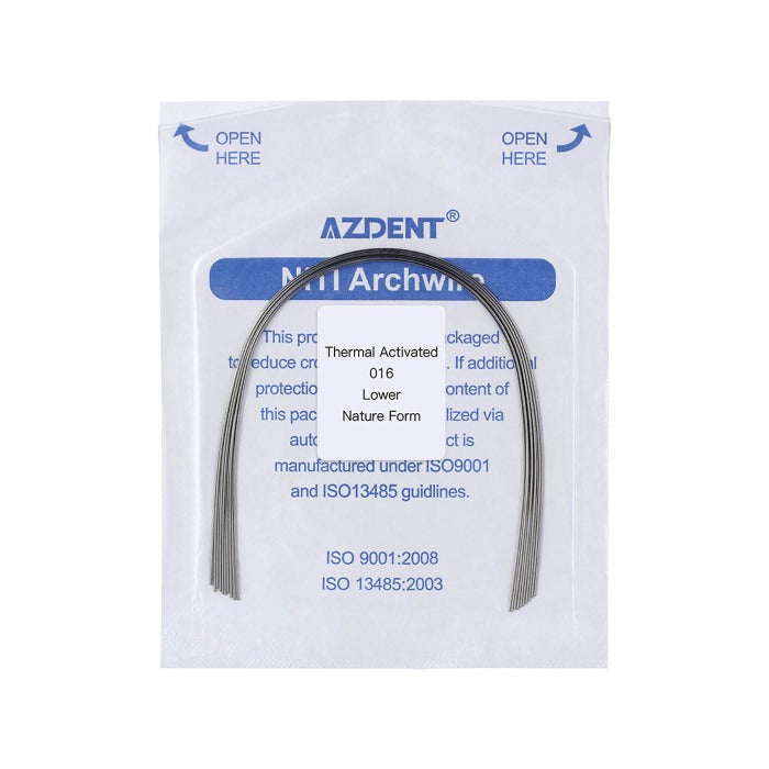 AZDENT Thermal Active NiTi Archwire Natural Form Round 0.016 Lower 10pcs/Pack -azdentall.com