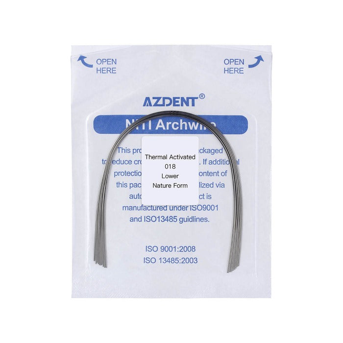 AZDENT Thermal Active NiTi Archwire Round Natural 0.018 Lower 10pcs/Pack - azdentall.com
