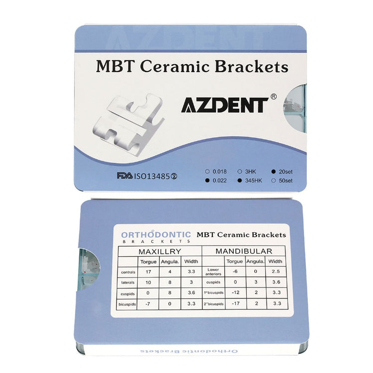 AZDENT Dental Orthodontic Ceramic Brackets Roth/MBT .022 345Hooks 400pcs/Box - azdentall.com