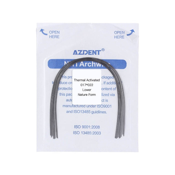 AZDENT Thermal Active NiTi Archwire Natural Form Rectangular 0.017 x 0.025 Lower 10pcs/Pack - azdentall.com