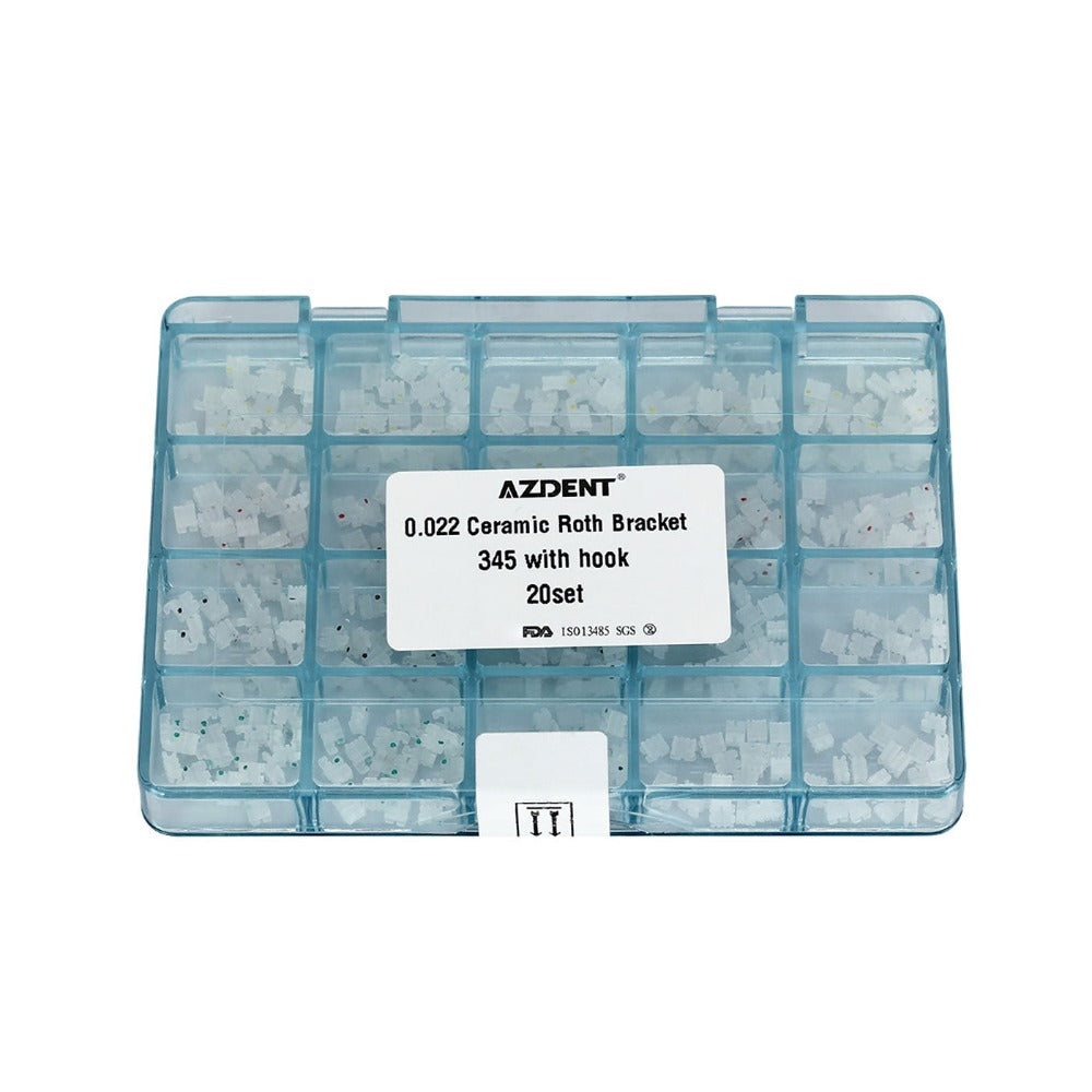 AZDENT Dental Orthodontic Ceramic Brackets Roth .022 345Hooks 400pcs/Box - azdentall.com