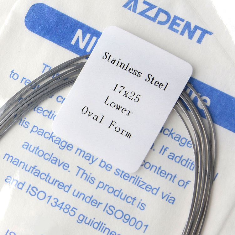 AZDENT Archwire Stainless Steel Oval Form Rectangular 0.017 x 0.025 Lower 10pcs/Pack - azdentall.com