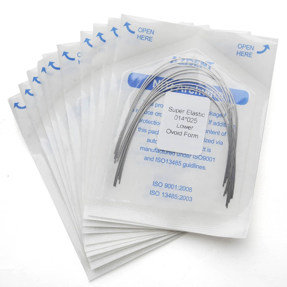 AZDENT Dental Orthodontic Archwire Niti Super Elastic Ovoid Form Rectangular 0.014 x 0.025 Lower 10pcs/Pack - azdentall.com