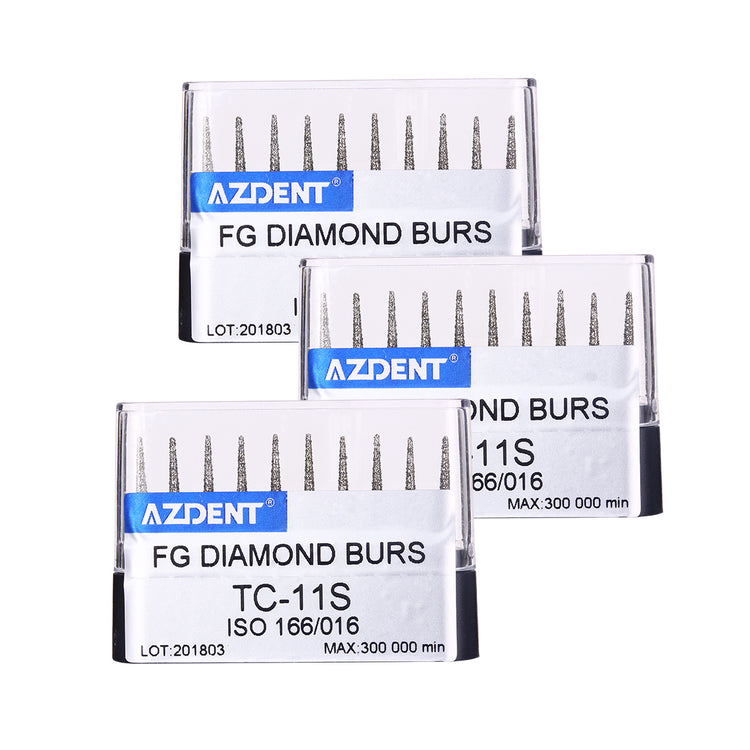 3 Boxes AZDENT FG Diamond Burs TC-11S 10pcs/Box-azdentall.com