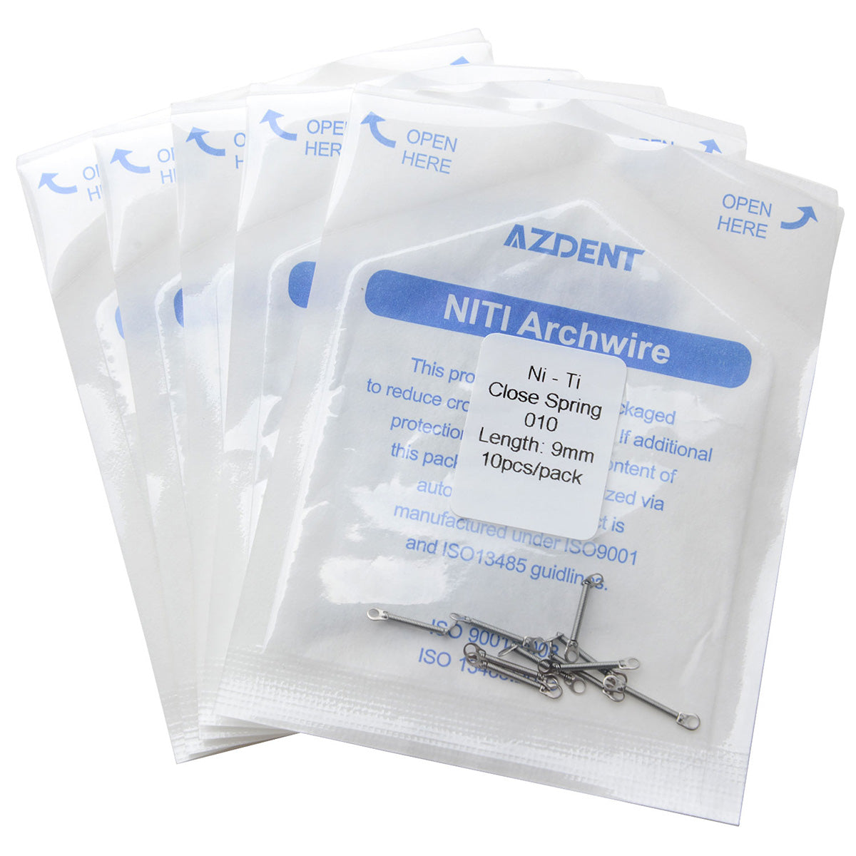 AZDENT Dental Orthodontic Accessory Closed Coil Spring 0.010 9mm 10pcs/Bag - azdentall.com