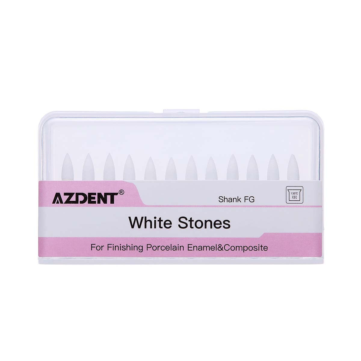 AZDENT Dental Polishing FG Burs Flame Shape White Stone 12pcs/Kit