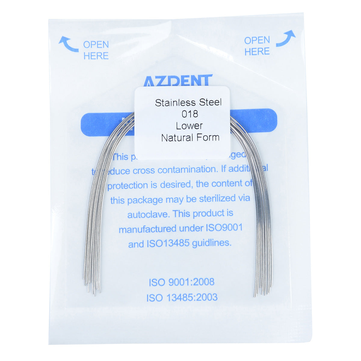 AZDENT Archwire Stainless Steel Round Natural 0.018 Lower 10pcs/Pack - azdentall.co