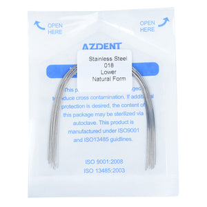 AZDENT Archwire Stainless Steel Round Natural 0.018 Lower 10pcs/Pack - azdentall.co