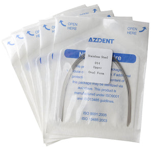 5 Packs AZDENT Archwire Stainless Steel Oval Form Round 0.014 Upper 10pcs/Pack - azdentall.com