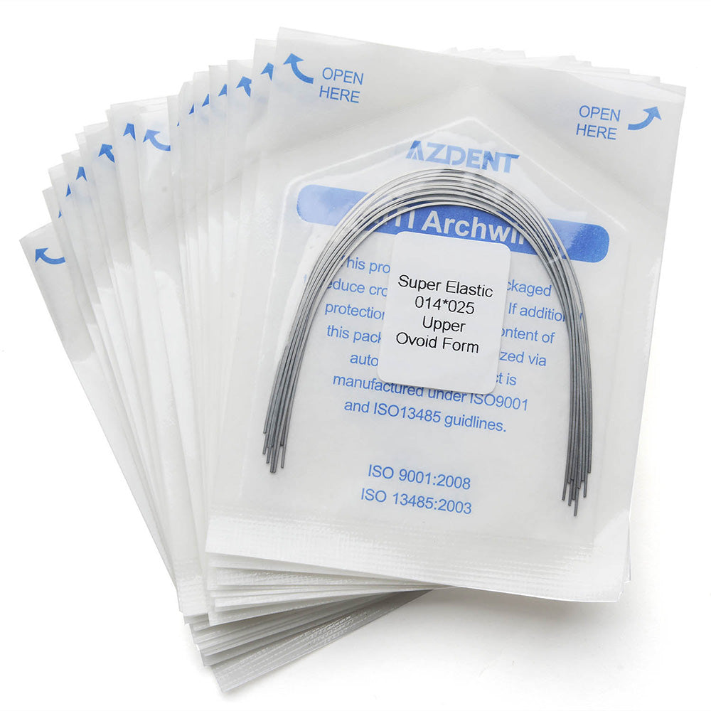 AZDENT Dental Orthodontic Archwire Niti Super Elastic Ovoid Form Rectangular 0.014 x 0.025 Upper 10pcs/Pack - azdentall.com