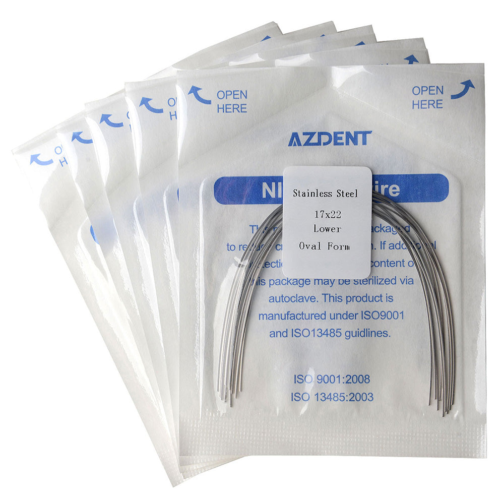 5 Packs AZDENT Archwire Stainless Steel Oval Form Rectangular 0.017 x 0.022 Lower 10pcs/Pack - azdentall.com