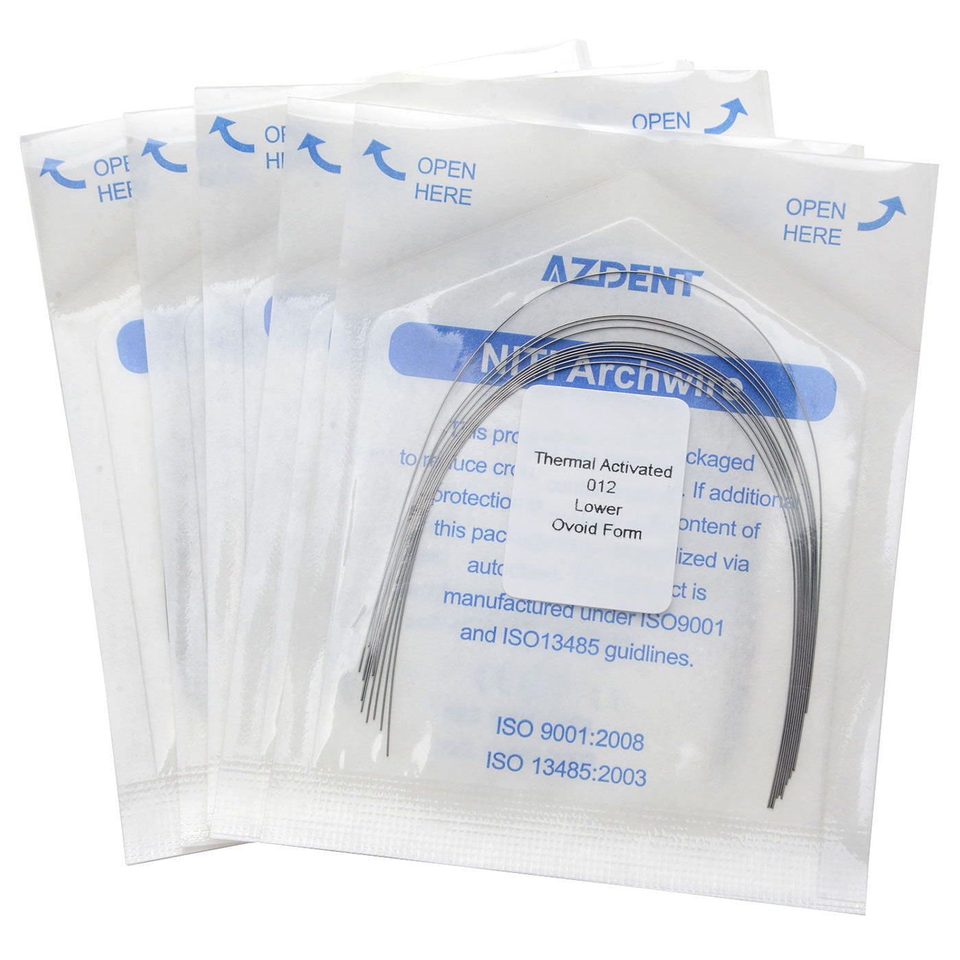 AZDENT Thermal Active NiTi Arch Wire Ovoid Form Round 0.012 Lower 10pcs/Pack - azdentall.com