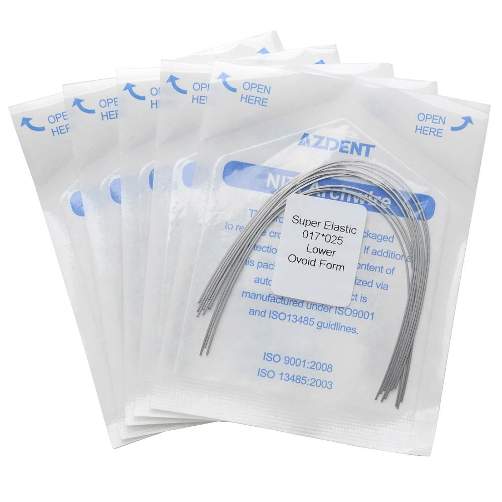 AZDENT Dental Orthodontic Archwires Niti Super Elastic Ovoid Rectangular Full Size 10pcs/Pack - azdentall.com