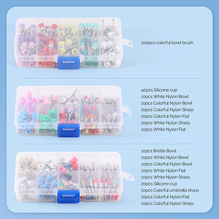 AZDENT Dental Polishing Brush Cup Kits Colorful Nylon Bristle Silicone Material 100pcs/Box - azdentall.com