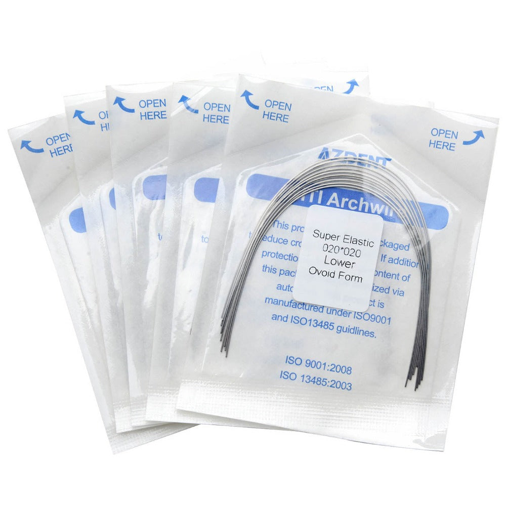 AZDENT Dental Orthodontic Archwires Niti Super Elastic Ovoid Rectangular Full Size 10pcs/Pack - azdentall.com