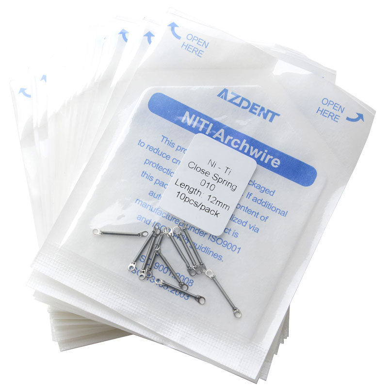 AZDENT Dental Orthodontic Accessory Closed Coil Spring 0.010 12mm 10pcs/Bag - azdentall.com