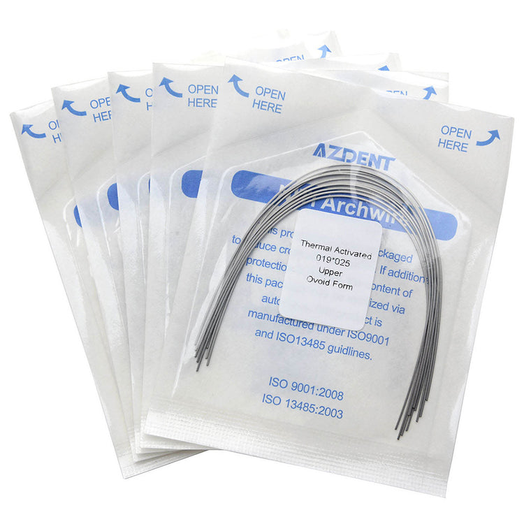 5 Bags AZDENT Thermal Active NiTi Archwire Ovoid Form Rectangular 0.019 x 0.025 Upper 10pcs/Pack - azdentall.com