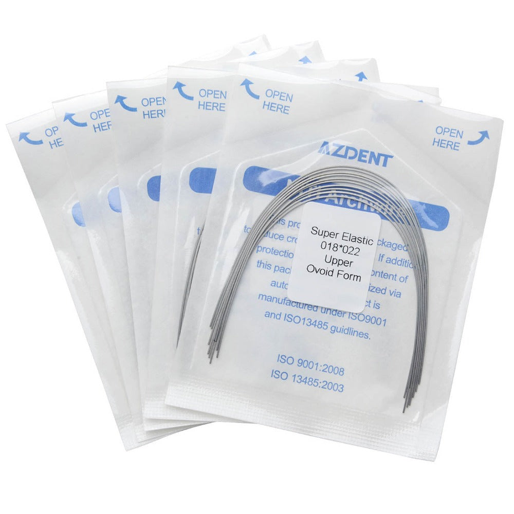 AZDENT Dental Orthodontic Archwires Niti Super Elastic Ovoid Rectangular 0.018 x 0.022 Upper 10pcs/Pack - azdentall.com