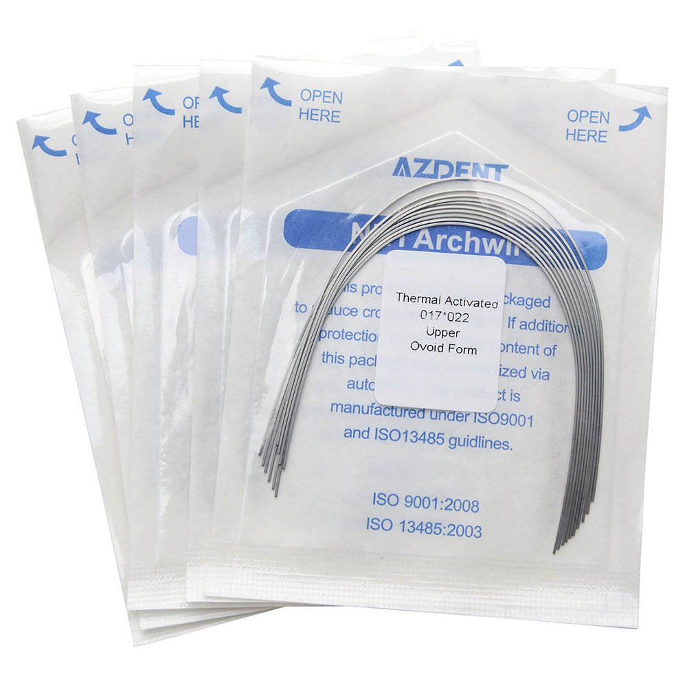 5 Bags AZDENT Thermal Active NiTi Archwire Ovoid Form Rectangular 0.017 x 0.022 Upper 10pcs/Pack - azdentall.com