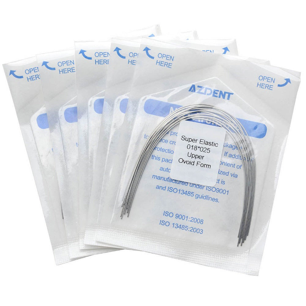 AZDENT Dental Orthodontic Archwires Niti Super Elastic Ovoid Rectangular 0.018 x 0.025 Upper 10pcs/Pack - azdentall.com