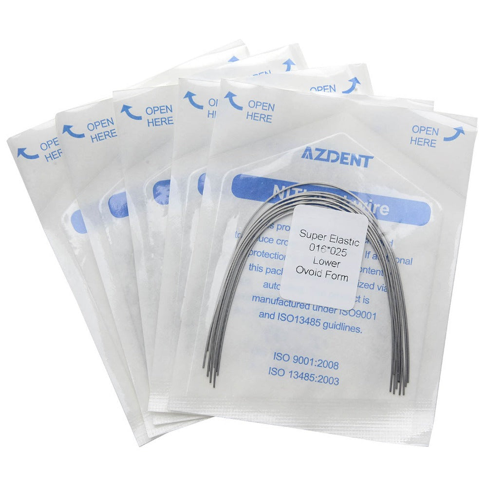 AZDENT Dental Orthodontic Archwires Niti Super Elastic Ovoid Rectangular Full Size 10pcs/Pack - azdentall.com