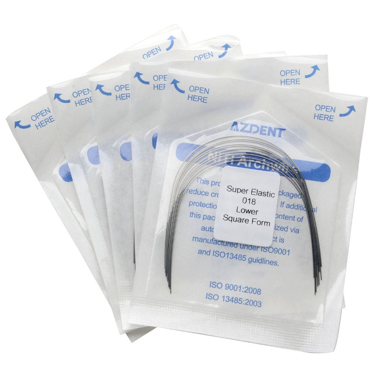 AZDENT Dental Orthodontic Archwires NiTi Super Elastic Square Round Full Size 10pcs/Pack - azdentall.com