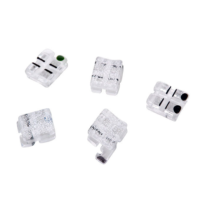 Dental Ceramic Bracket Monocrystalline Sapphire MBT 0.022 Hooks on 3 20pcs/Box - azdentall.com